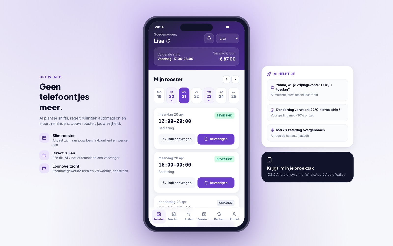 The GastroAI app for staff
