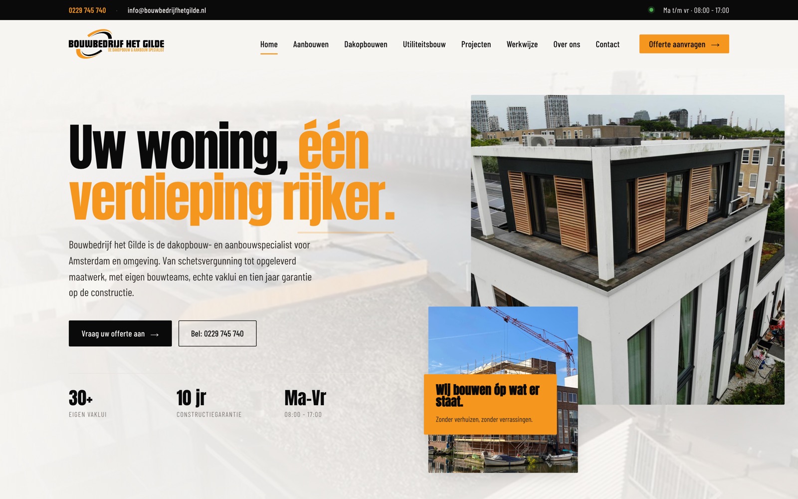 The homepage of Bouwbedrijf het Gilde