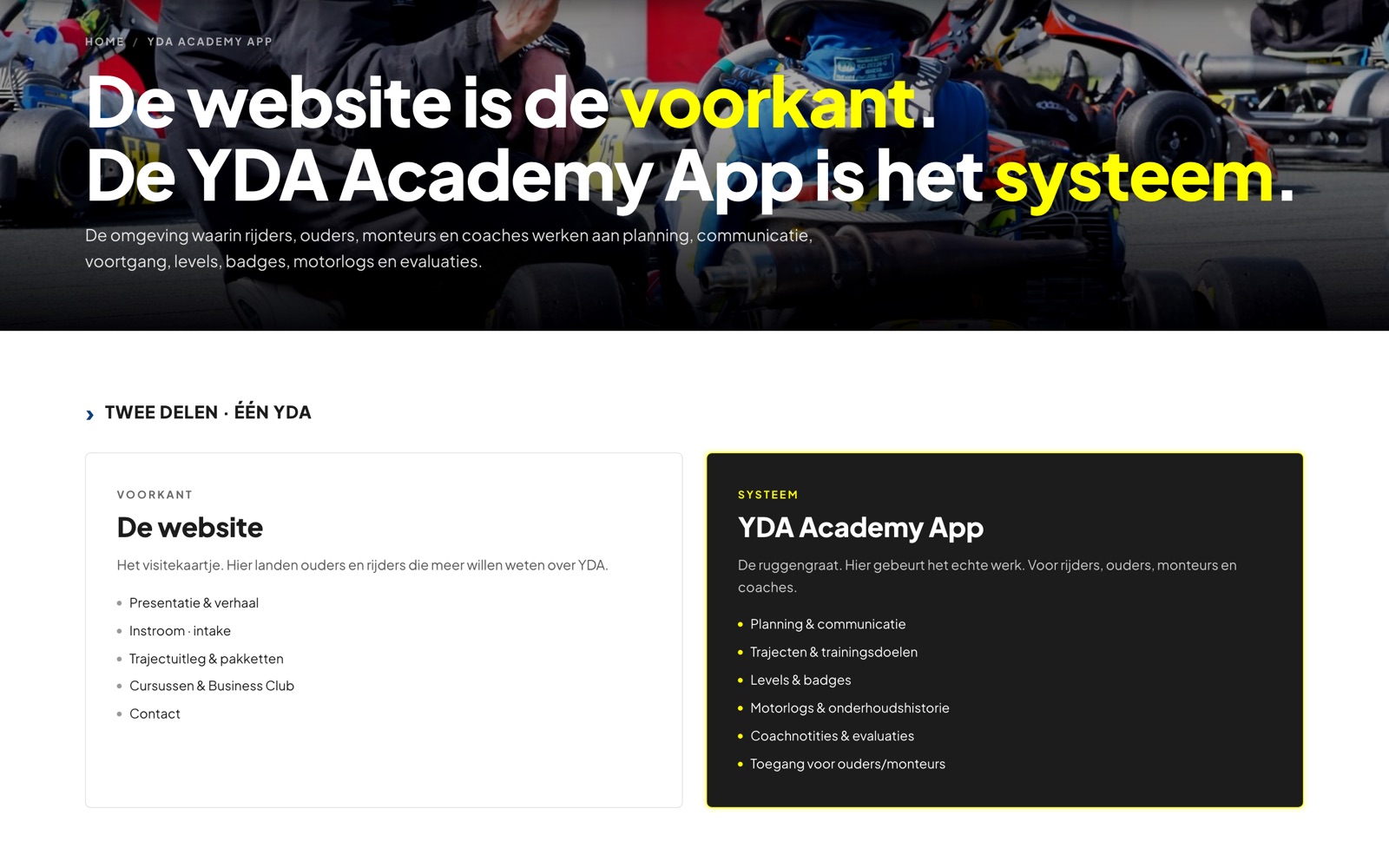 The Young Driver Academy app page